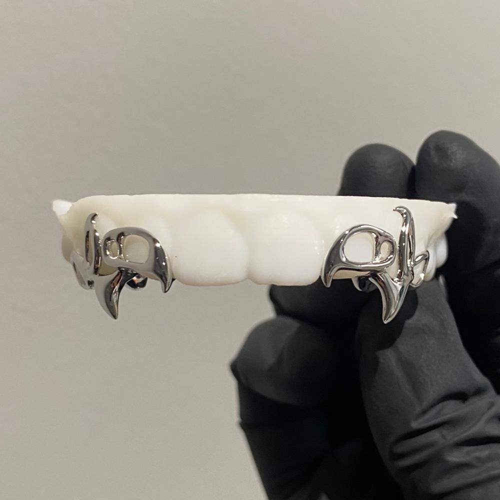 Custom Hand Out Y2K Teeth Grillz 925 Silver Grill Top 6 Grillz for Men Women Jewelry