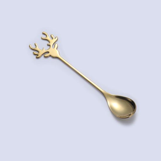 Yousheng Deer Head Shape Stirring Spoon Multifunction Safe 304 Stainless Steel Spoon for Home