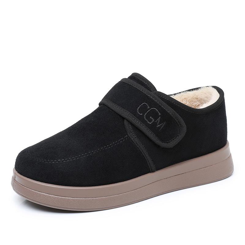 

Женские большие размеры мягкая подошва один стремя зима теплый мех один снежные ботинки с подкладкой до щиколотки противоскользящие походные спортивные хлопковые ботинки 35 чёрный