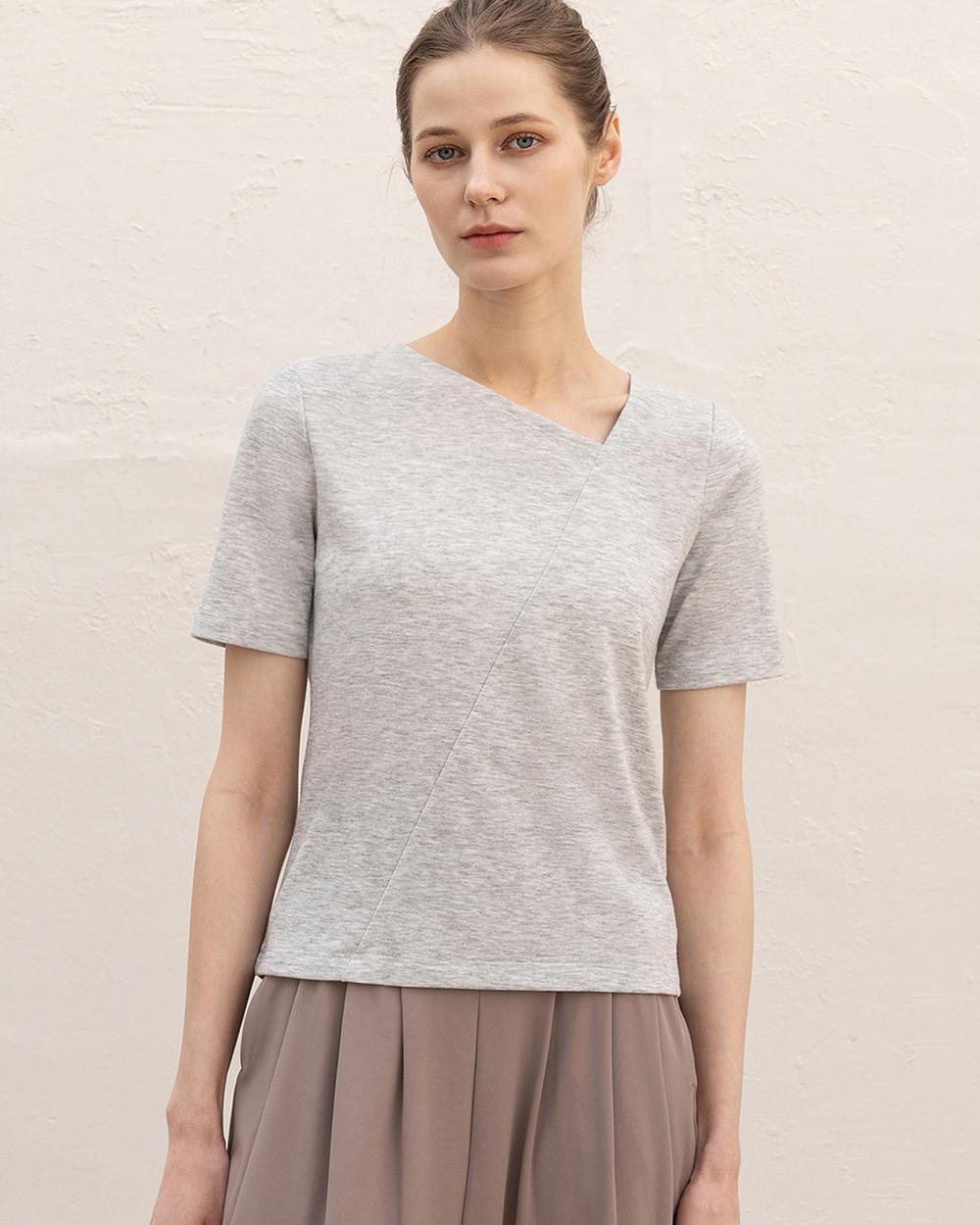 Formative (Fm40522) Asymmetrical Neck Short Sleeve_Grey Melange S
