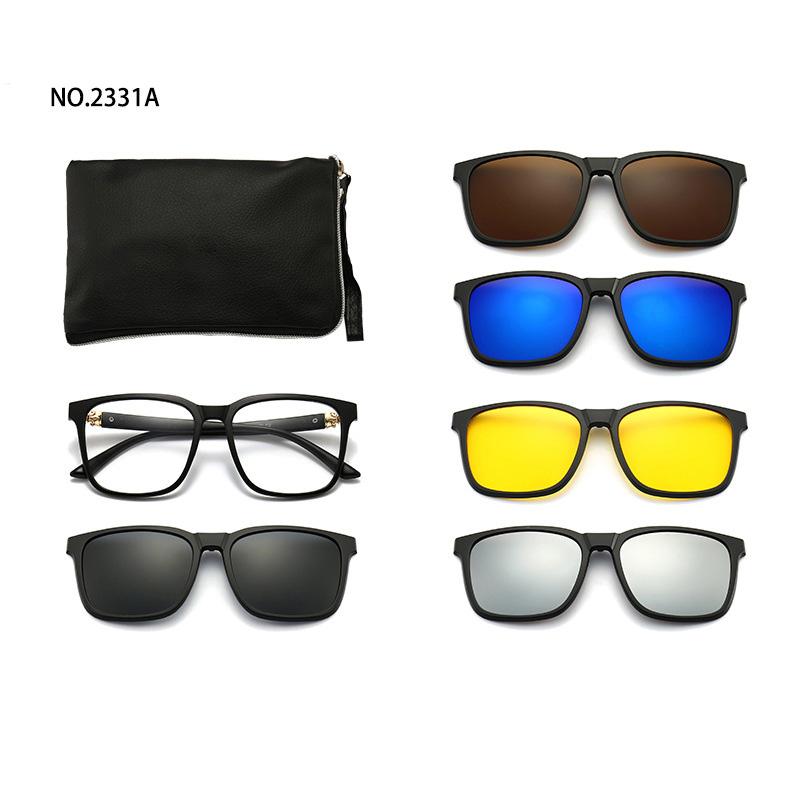 6 In 1 Men Women Optical Magnetic Sunglasses Clip Magnet Clip on Sunglasses Polaroid Clip on Sun Glasses WIth Box