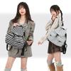 Schoolbag Korean ins Functional Wind Retro Striped Backpack New Versatile Large Capacity Student Class Leisure Bag