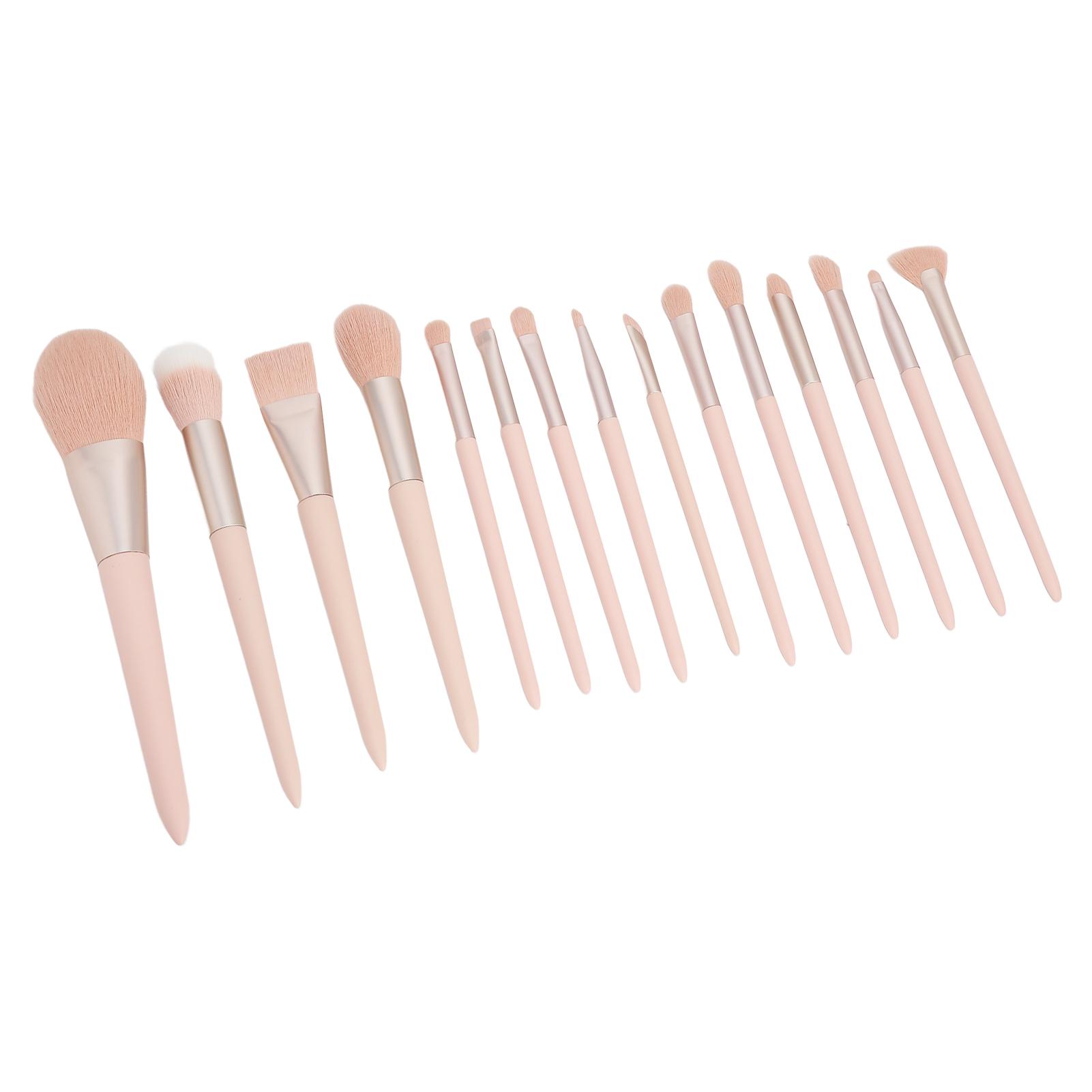15pcs Makeup Brush Kit Pink Synthetic Eyeshadow Makeup Brush Set for Powder Concealers