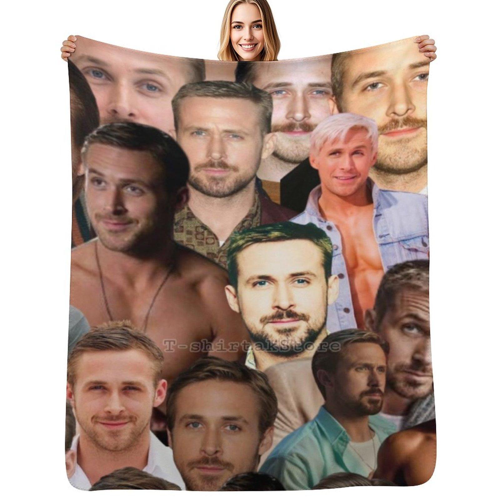 Happy Adults Toys Unisex White Ryan Gosling Photo Collage Throw Blanket Reusable Durable Soft Blanket For All Seasons
