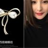 Zircon Rhinestone Bow Tie Brooch Female Simple Crystal Pearl Personality Bowknot Fashion Pin Suit Anti-light Corsage Jewelry