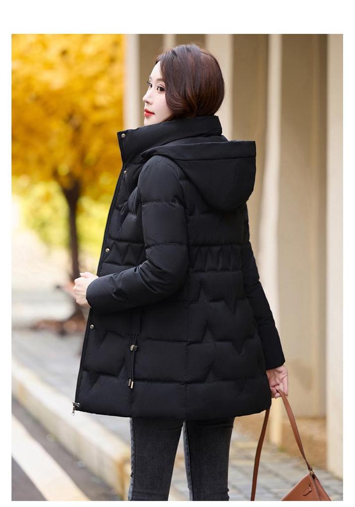 Women's Mid-Length Hooded Cotton Jacket, Slimming & Thickened, Korean Style, Winter 2026 Edition