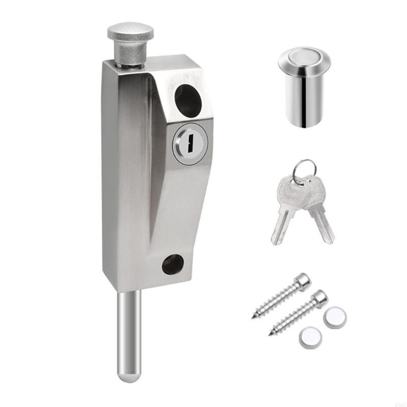 Aluminum Alloy Framed Door Lock Thickened Vertical Barrel Bolt Latches Antitheft Glass Door Lock for Home Commercial