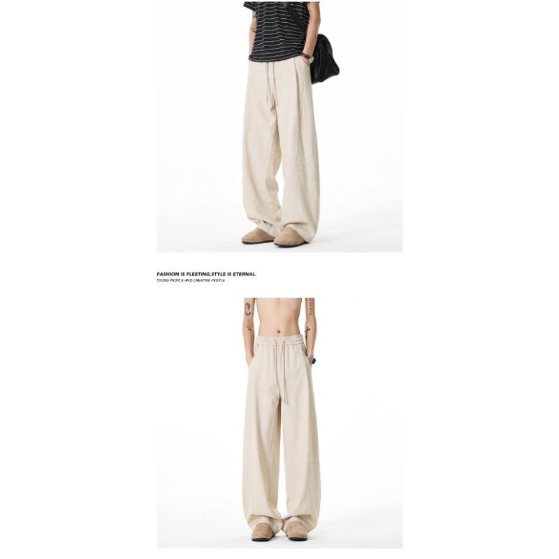 Old Money Style Vintage Linen Look Loose Drawstring Wide Leg Casual Pants