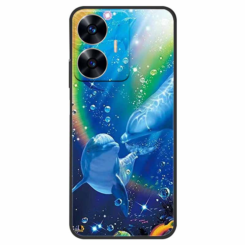 Phone Cover For Realme C55 Case Black Silicone Fundas For Realme C55 RMX3710 TPU Soft Back Coque Star Painted on RealmeC55 C 55