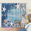 Starfish Fishing Boat Background Pattern Printed Curtains Window Decorations Home Room Made Of Polyester