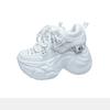 Fashion 9CM New 2025 Chunky Leather Sneakers Summer Casual Vulcanized Shoes Woman High Platform Breathable Mesh Sneakers Sport Dad Shoes