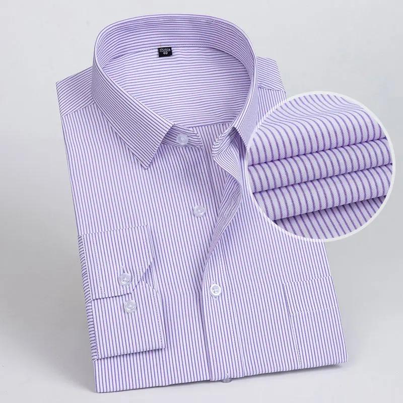 Men's Formal Shirt Long Sleeve  Solid Color Striped Pocket Fashion Business Office Professional Wear Social White Shirt