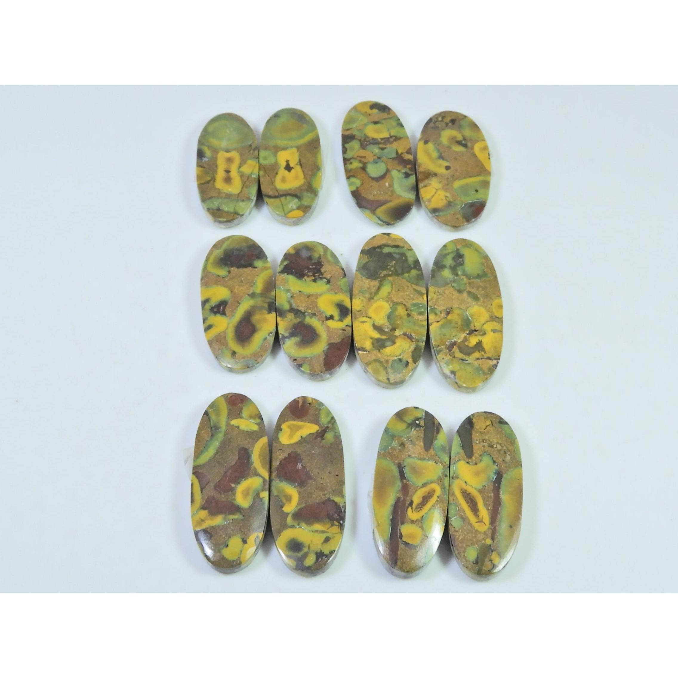 173Cts. Natural Fruit Jasper Matched Pair Oval Loose Gemstone 06 Pair Lot C-2189