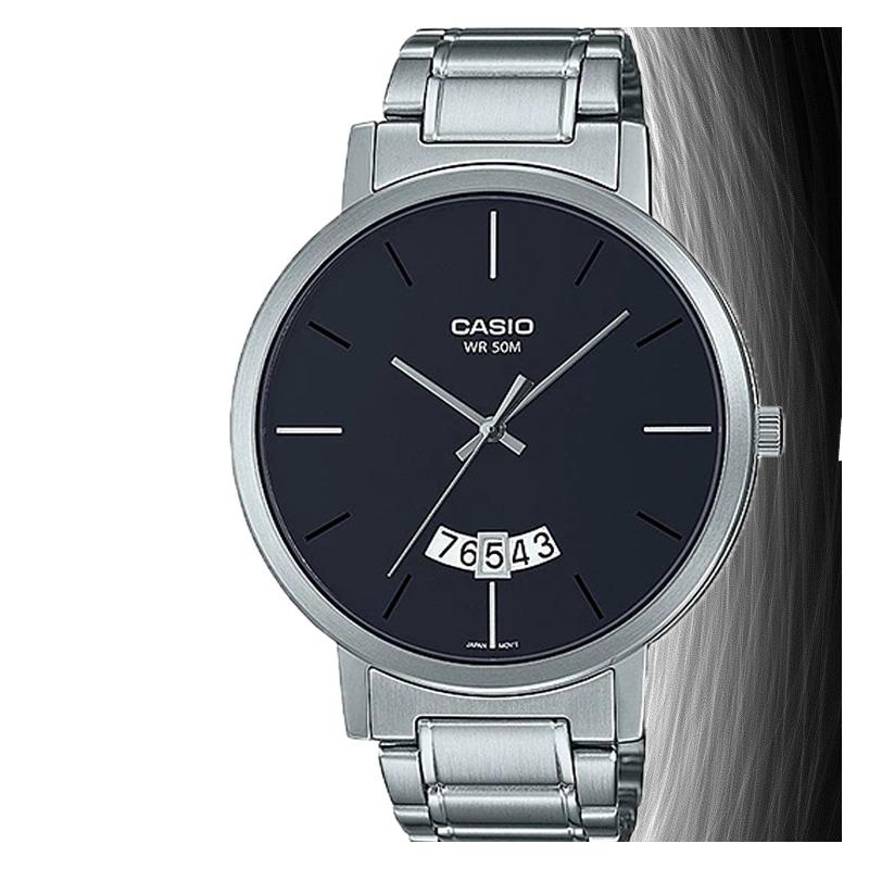 Casio STANDARD Series Pointer Display Casual Calendar Watch Quartz Movement Stainless Steel Strap Japanese and Korean Watch Men's Watch MTP-B100D-1EV