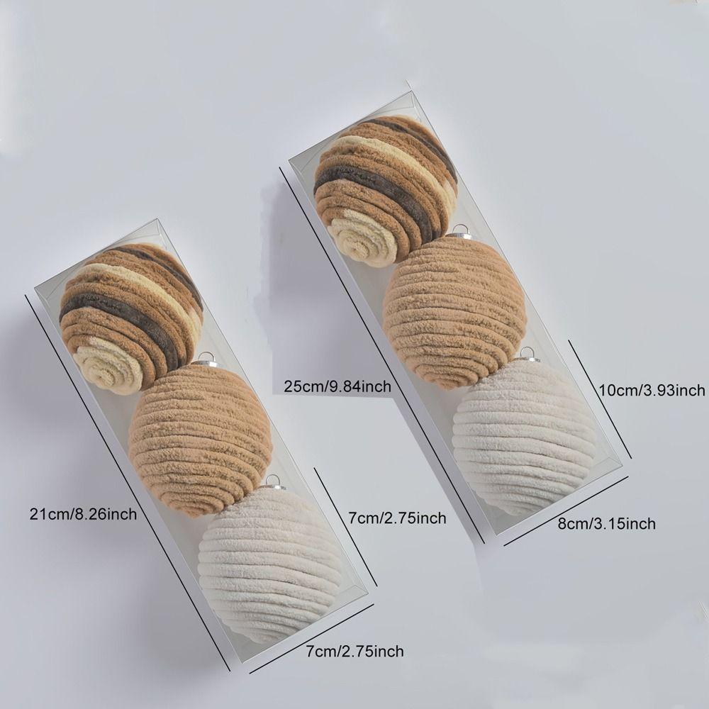 3pcs Flocking Xmas Spheres Pendant 7/10cm Merry Xmas Tree Decor  Kid Gift