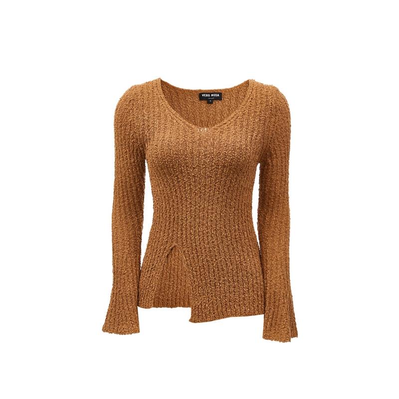 Veromoda Slim Fit Low Round Neck Cutout Knit Sweater