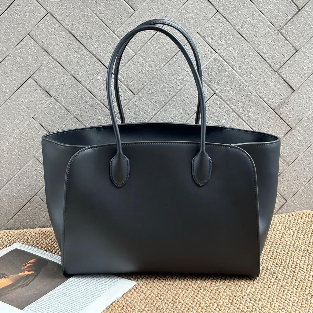 Stile minimalista borsa tote capiente a righe vera pelle di mucca moda tinta unita borsa a spalla da pendolare borsa per computer borsa da donna