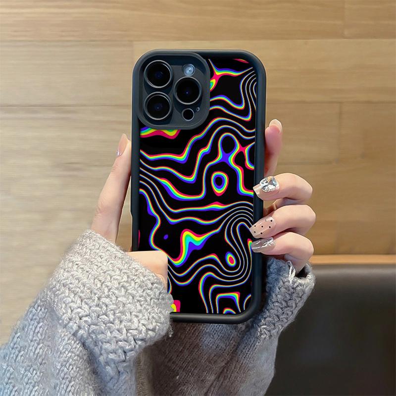 Black Fluorescent Wavy Pattern Matte Phone Case For Samsung Galaxy S25 S24 S23 S22 S21 S20 FE Plus Ultra A15 A35 A54 A55 Cover