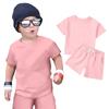 Kids' Solid Color Set - Short Sleeve & Shorts 2-Piece Outfit