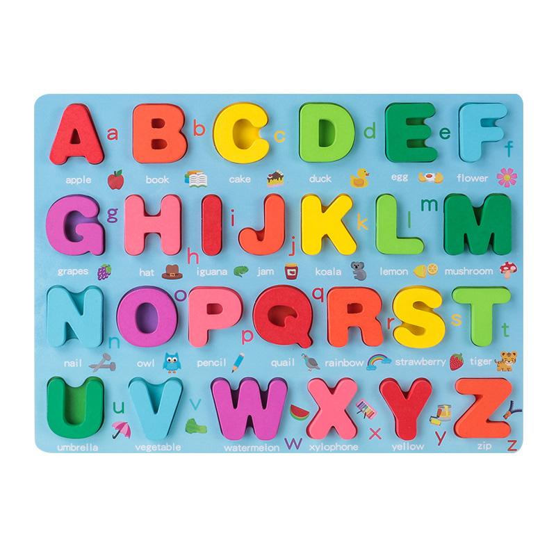Kids 3D Wooden Puzzle Toys Colorful Number Letter Geometry Shape Cognition Grasp Board Early Learning Educational Montessori Toy