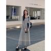 [Tmall Quality] Black Hooded Knitted Dress Women's Casual Niche Design Sense Skinny Sweater Skirt Long