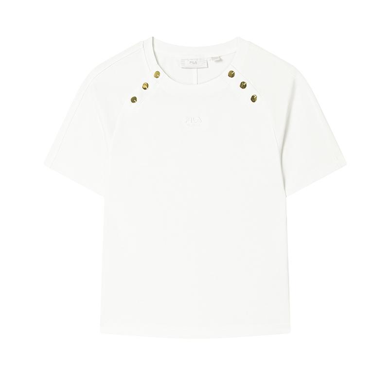 

Fila Повседневная футболка свободного кроя, простая, трендовая, с коротким рукавом, женские топы, облачно-белая F11W525112F-WT XL