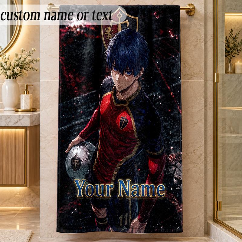 Beach TowelBlue Lock Custom Name Text Personalized Soft Towel for Beach Pool Indoor Home Decor Gift