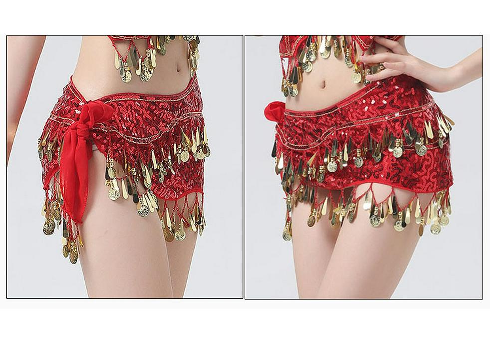 Sequined Hip Scarf with Tassel Coins for Jazz & Belly Dance Performance