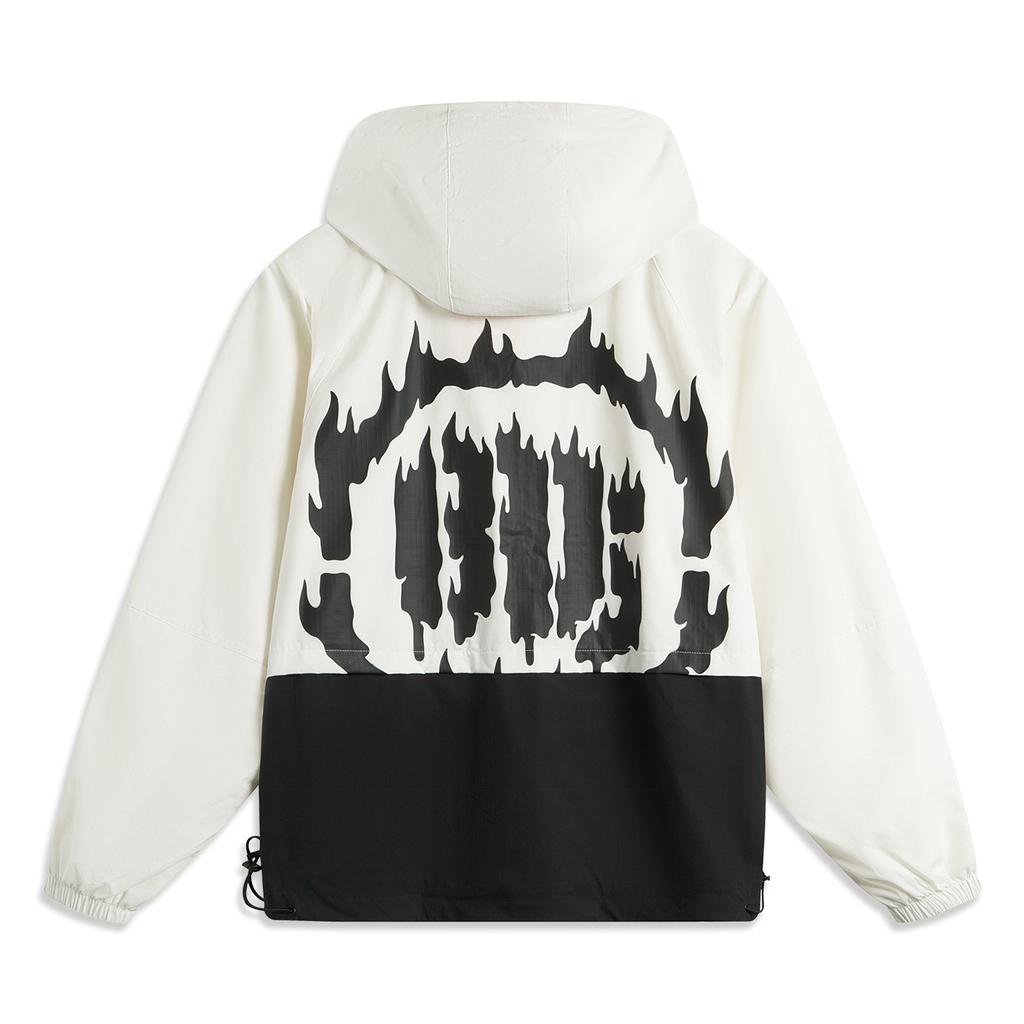 Li Ning Basketball Series Comfortable Breathable Versatile Loose Hooded Sports Windbreaker Men Outerwear Off-White Black AFDU971-1