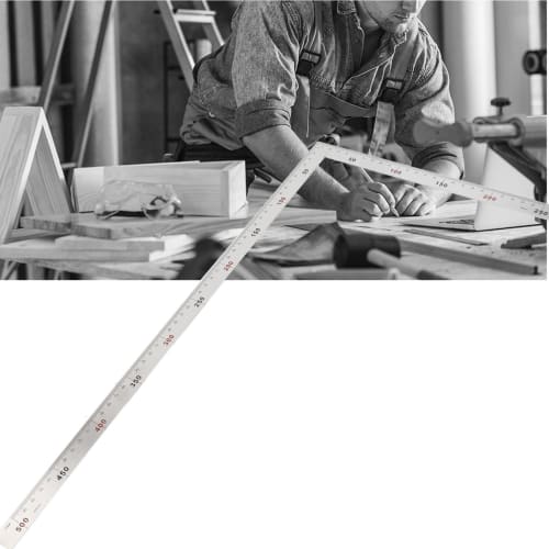 Stainless Steel 500x250mm 90 Degree Right Angle Ruler, Steel Frame Square, Professional Easy-to-Read Measuring Tool, 02 Inch Ruler Angle L Measurement