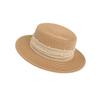 Mesh Pearl Flat Top Lafite Straw Hat Women's Beach Hat Breathable Flat Brim Top Hat Sun Protection Hat