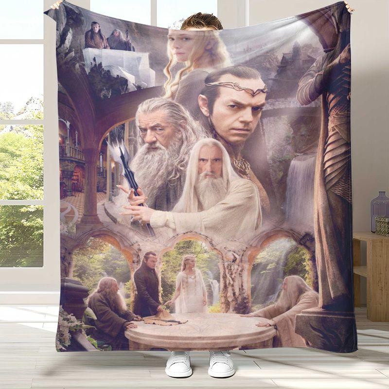 Retro L-Lord of The Rings H-Hobbit Flannel Blanket,Ultra Soft Warm Plush Throw for Home Bedroom Bed Sofa Cover Office Picnic
