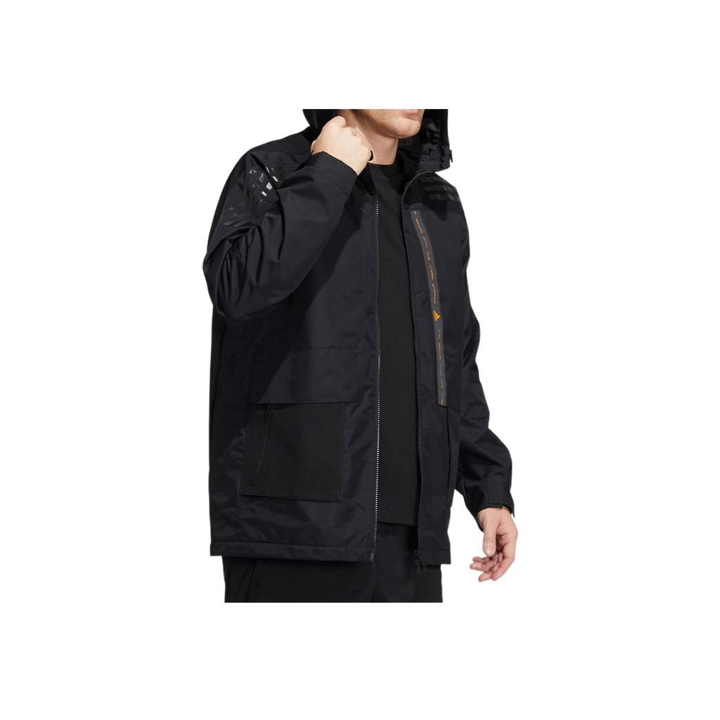 Adidas Solid Color Hooded Zip Jacket Men Outerwear Black HE7401