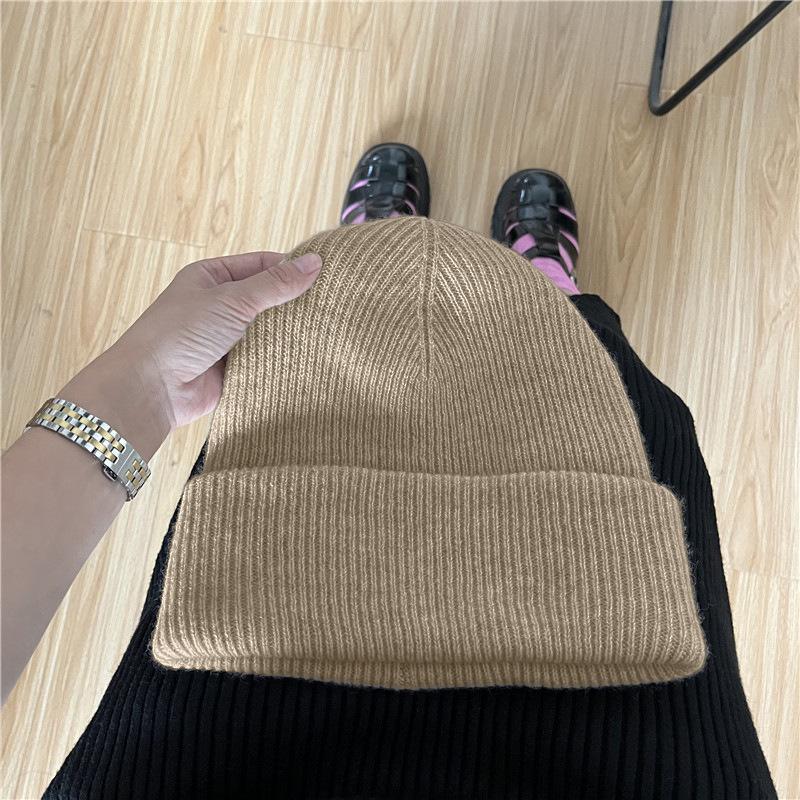 Hat women's autumn and winter wool hat trendy plain cold hat pullover hat solid color versatile knitted hat confinement hat