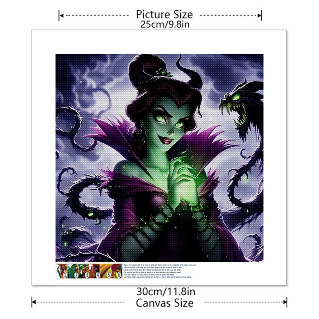5D DIY Diamond Painting Decorative Evil Witch Full Round Drill Scenery Diamond Embroidery Cross Stitch Kits Home Decor Gift