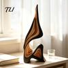 Minimalist Abstract Home Accents Wood Art Sculpture, Modern Solid Figurine for Living Hand Painted Poplar Craft Room Tabletop Decor,