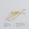 Ins 925 Sterling Silver Long Chain Tassel Oval Water Drop Gold Plated Stud Earrings Jewelry for Women