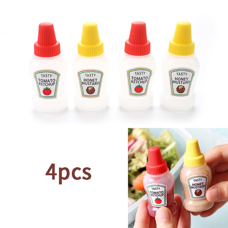 4Pcs 25Ml Mini Tomato Ketchup Bottle Portable Sauce Salad Dressing Container