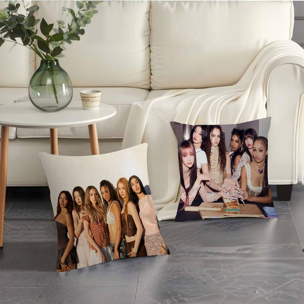 Korea Kpop Band K-Katseye Cushion Cover Inches Farmhouse Decor Home Throw Pillow Covers for Couch Decorations