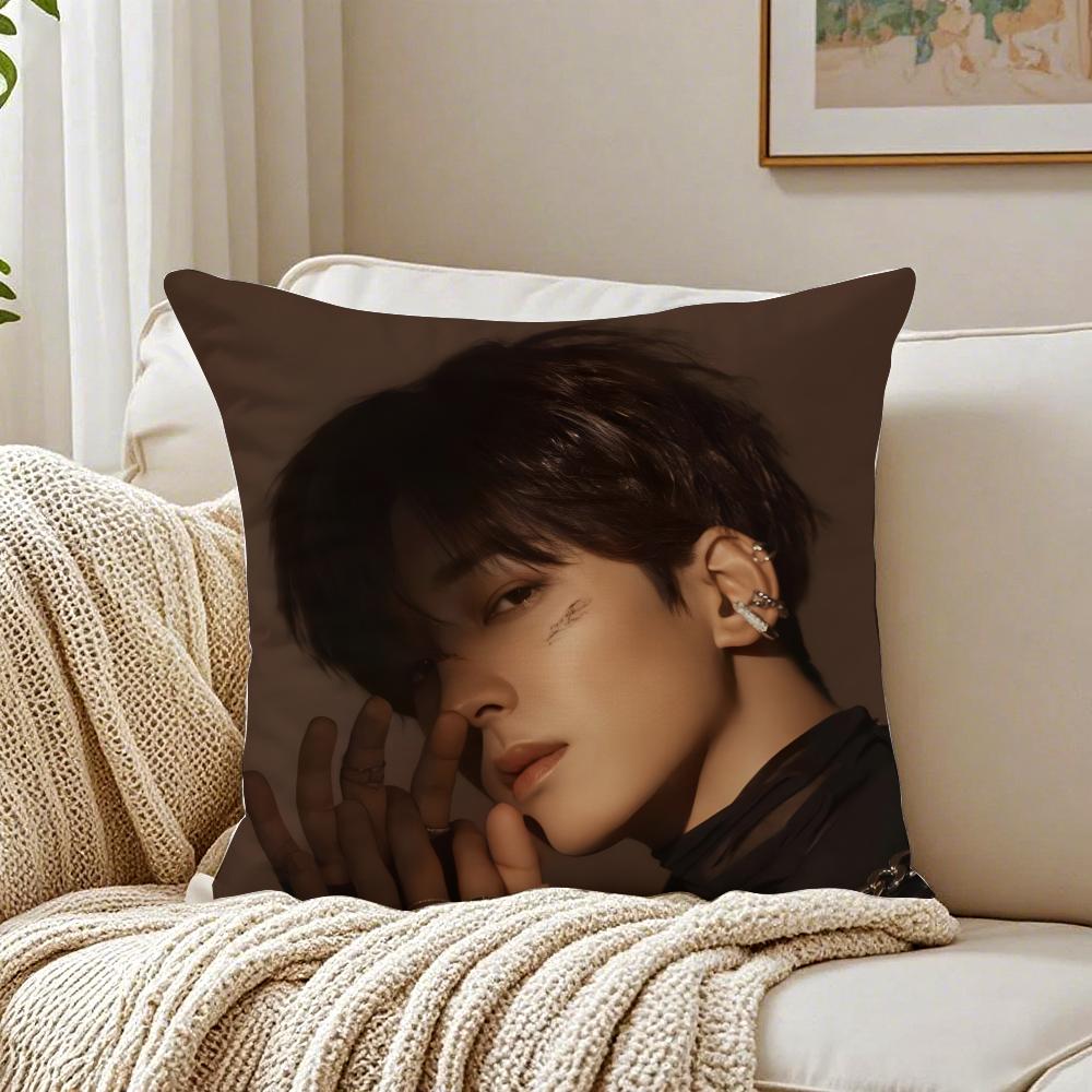 Popular Kpop Idol WWonwooS Cushion Cover Linen Pillowcase Soft for Sofa Bed Home Room Decor