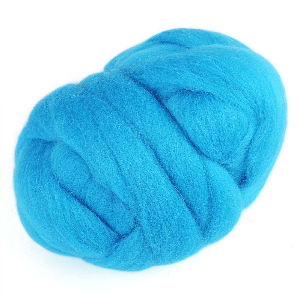 55g Colored Needle Felting Wool Roving Spinning Sewing Trimming Handiwork Material (Blue)