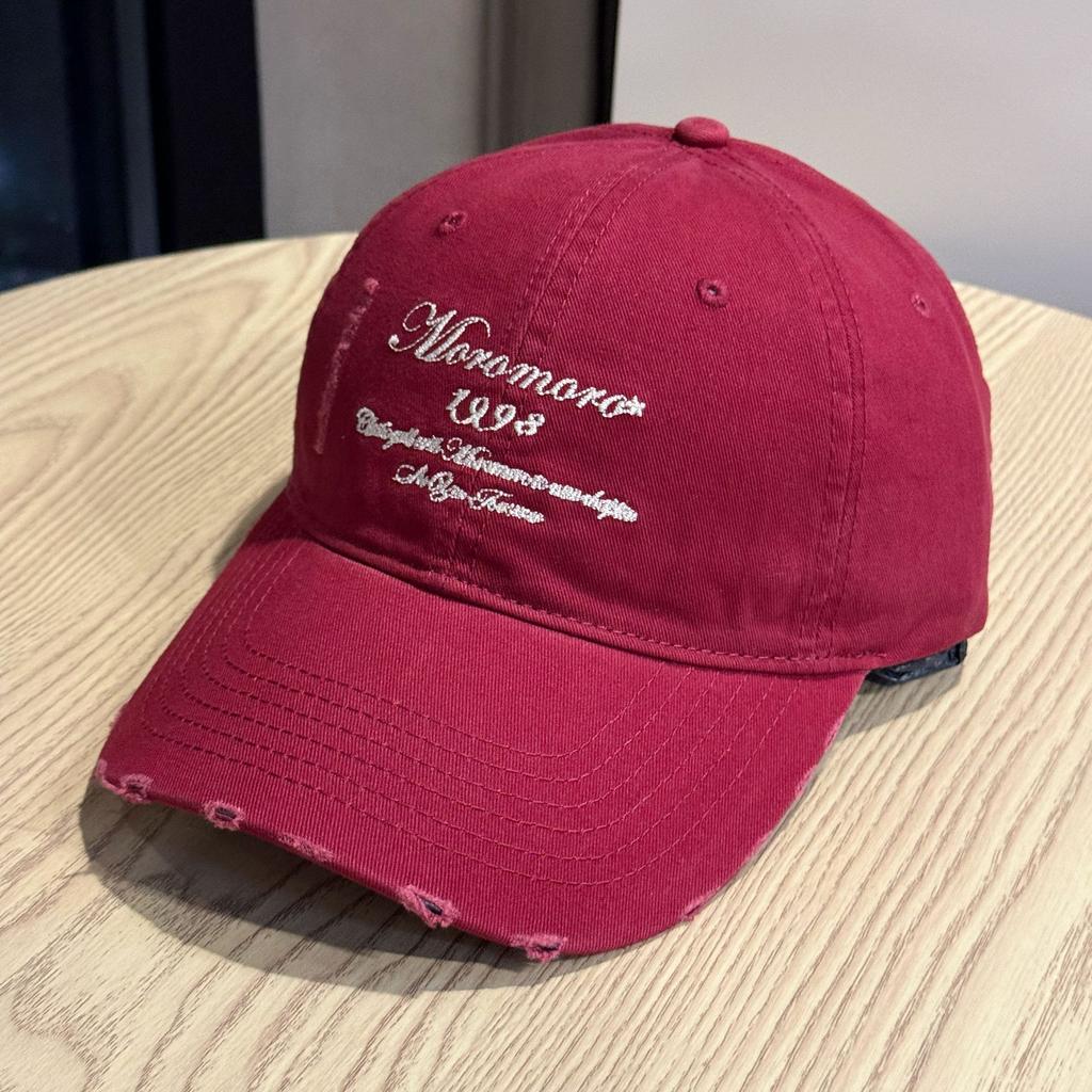 New Letter Hole Baseball Cap Youth Fashion Street Youth Curved Brim Hat Korean Style Fashionable Face Small Peaked Cap