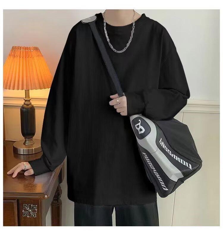 2025 Men's Trendy Long Sleeve Spring/Autumn T-Shirt: Versatile Base Layer and Handsome Outerwear Sweatshirt