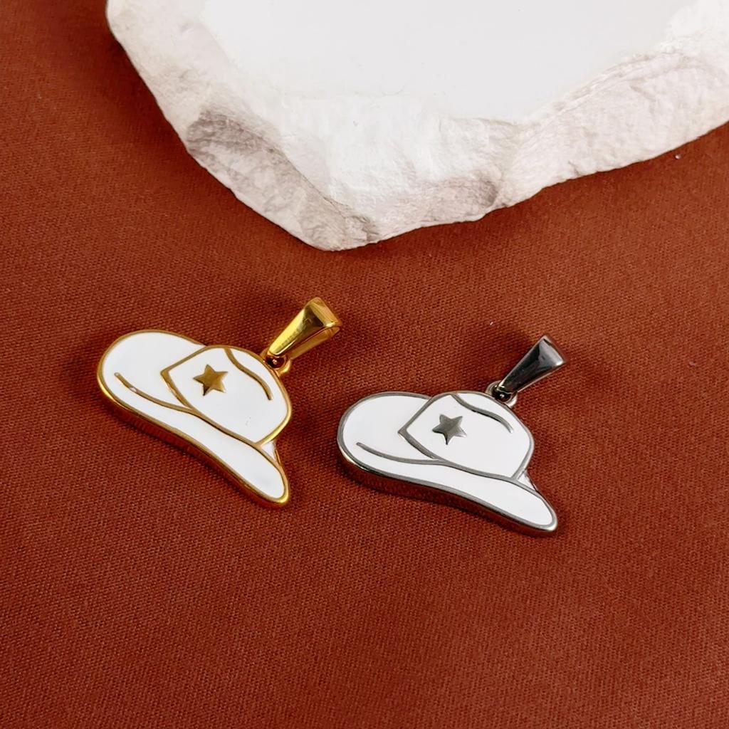 Waterproof Streetwear Enamel Cowboy Boot Pendant 18k Gold Plated Stainless Steel Charms For Diy Jewelry Accessories