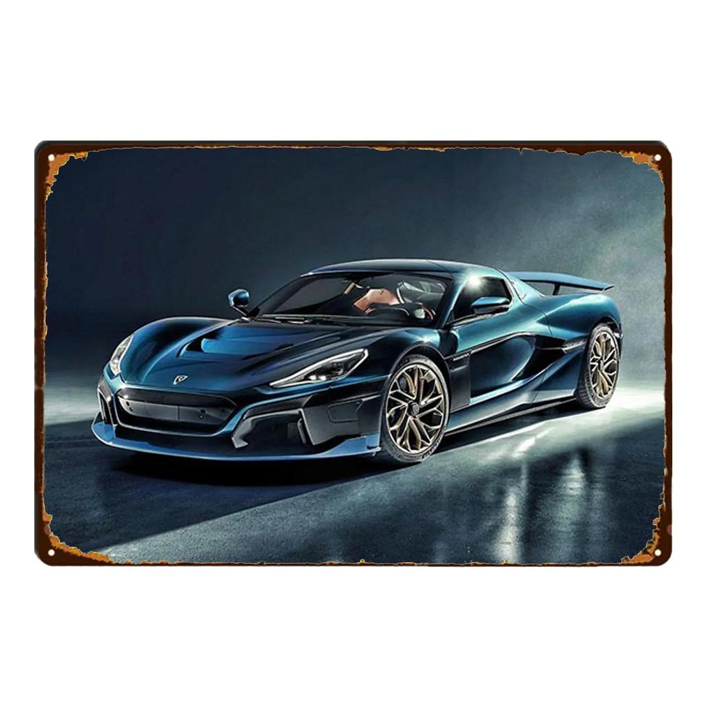 Sports Car Racing Poster Rust Shabby Tin Sign Art Decor Garage Bar Man Cave Signs Decorative Plaques Wall Metal Tin Plate Sig