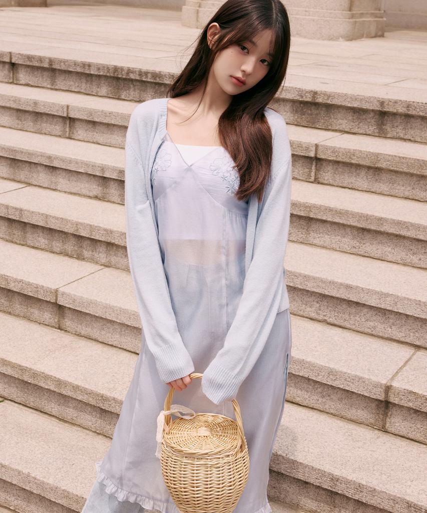 Lora Lora Sheer Embroidery Bustier Onepiece Blue
