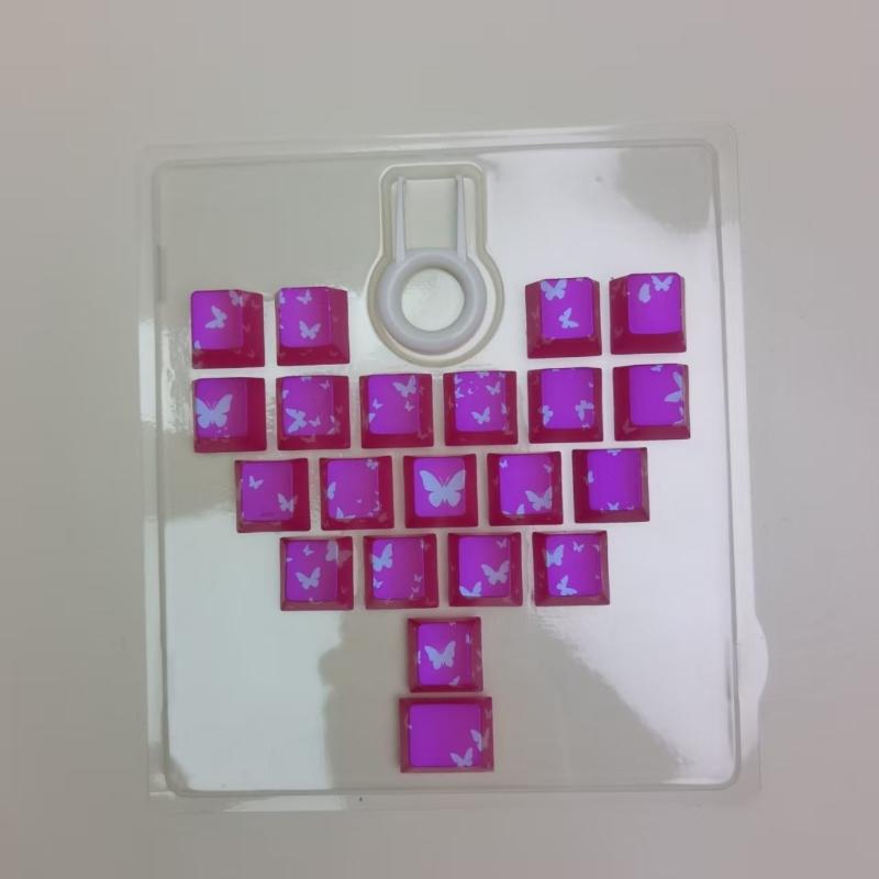 21-Tasten-Layout ABS-Kunststoff-Tastenkappen Mit Schmetterling-Herz Durchsichtiges Design Originalhöhe für Tastaturen mit Hintergrundbeleuchtung