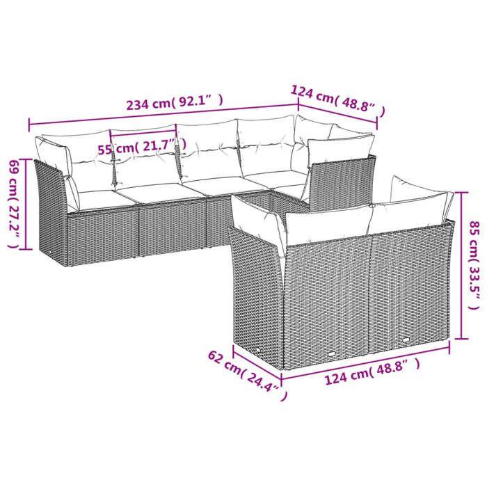 VidaXL Garden Lounge Set with Cushions 7 Pcs, Patio Sofas, Patio Furniture Set, Outdoor Furniture, Brown 3217904