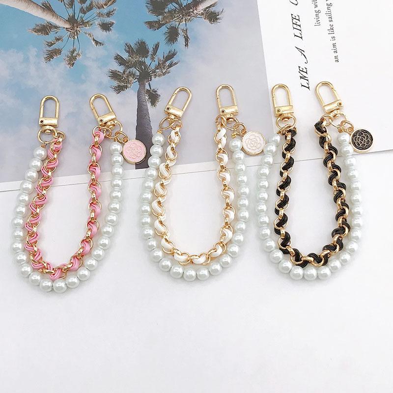 Vintage Pearl Bag Rem för handväska Dubbellagers kedja Pearl Telefonsnodd DIY Handväska Byte Handtag Väska Tillbehör