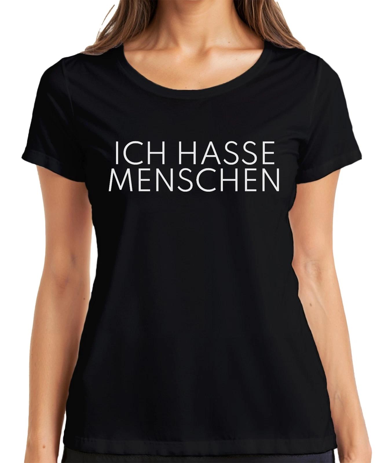 Ich hasse Menschen Spruch Sarkasmus AntiSocial Minimalistisch Damen T-Shirt L